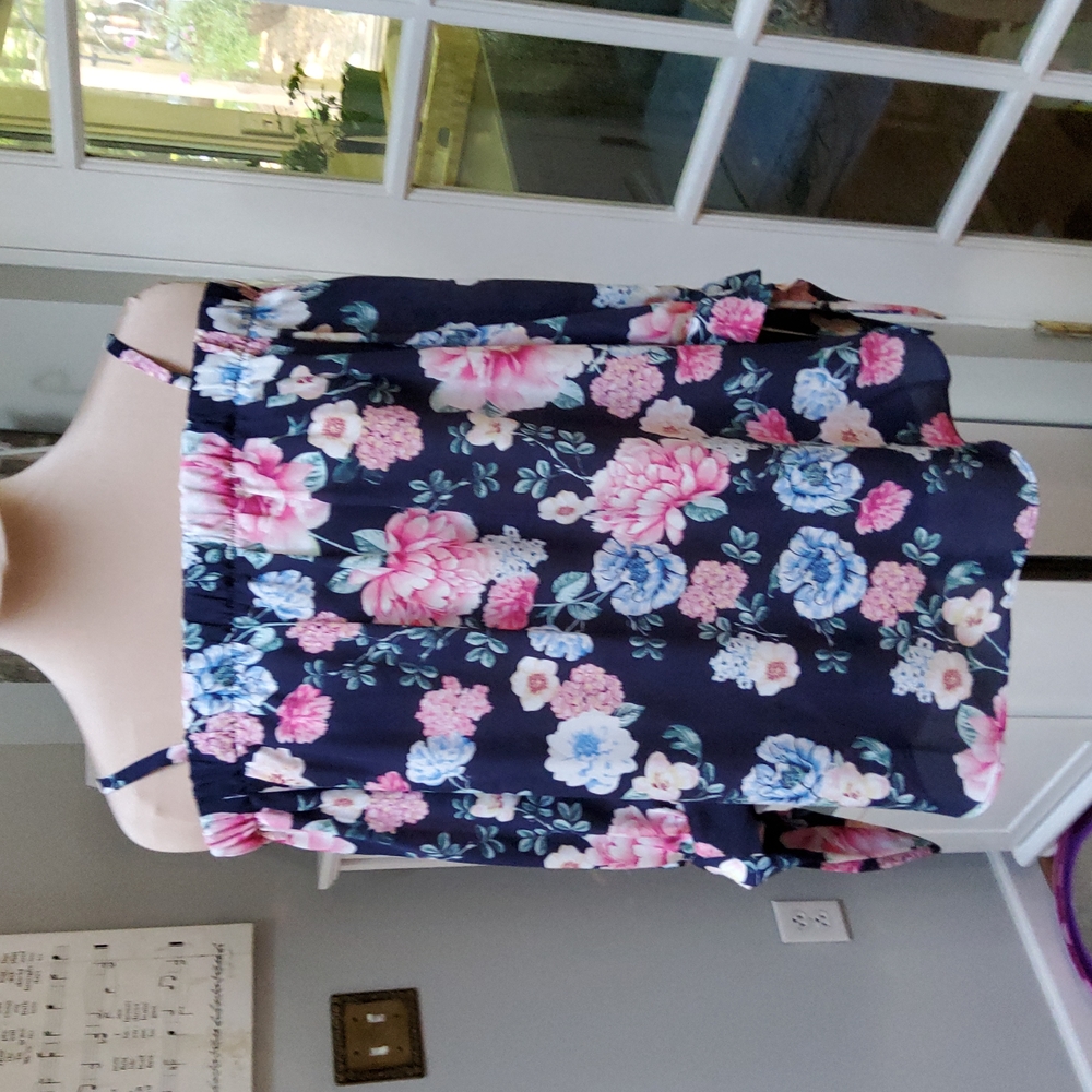 A BYER Cold Shoulder Floral Blouse